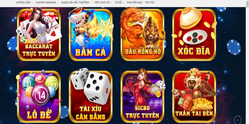 Giao diện Mana88 thu hút loạt game sống động