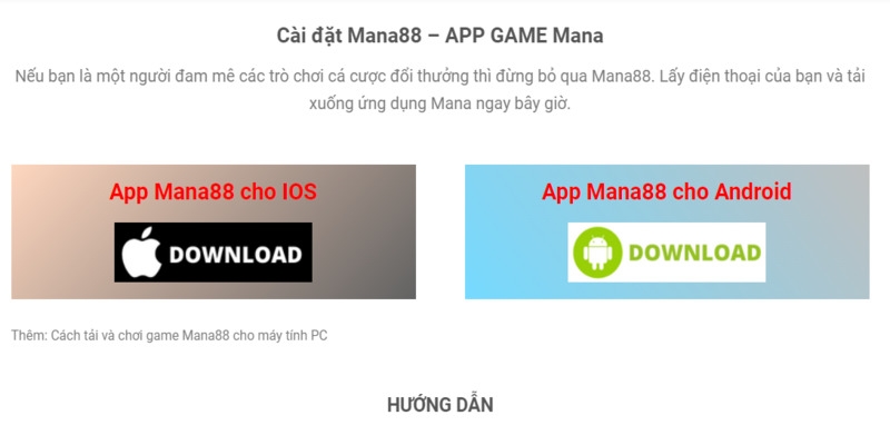 Cách tải app Mana88 cho IOS, Android